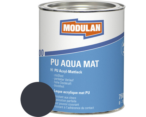 Laque MODULAN 6200 PU Aqua mat RAL 7016 anthracite 750 ml Boîte de laque acrylique mate PU