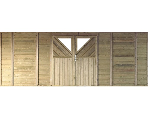 Façade Karibu avec porte à deux vantaux, carport double, 540 x 200 cm, traité en autoclave par imprégnation
