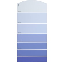 Nuancier présentant différentes teintes de bleu