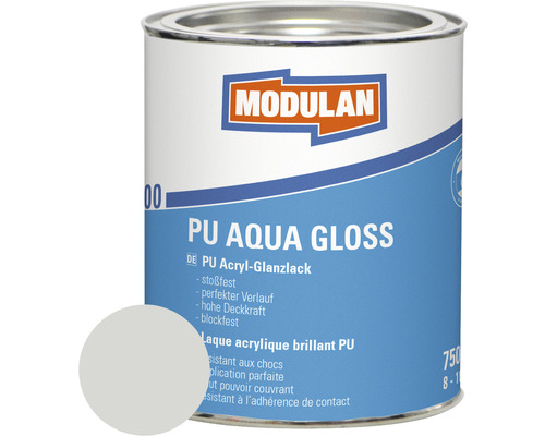 Laque MODULAN 6200 PU Aqua Gloss RAL 7035 gris clair 750 ml