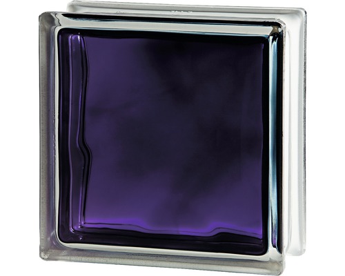 Brique en verre Brilly violet 19 cm x 19 cm x 8 cm Pavé de verre avec intérieur violet