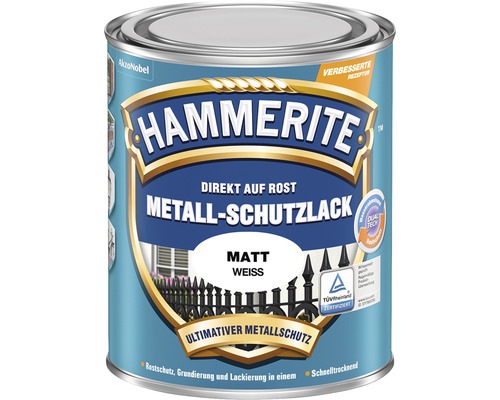Laque de protection pour métaux HAMMERITE blanc mat 250 ml