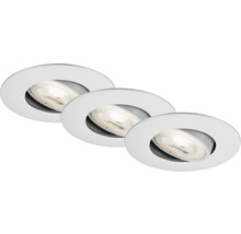 Set d'éclairages encastrés LED 3 pces à intensité lumineuse variable IP23 3x5 W 3x460 lm 3000 K chrome/mat Ø 9/6,8 cm 230 V