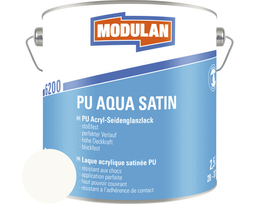 MODULAN 6200 PU Lack Aqua Satin RAL 9016 verkehrsweiß 2,5 L Modulan PU Aqua Satin Acryl Seidenglanzlack Dose