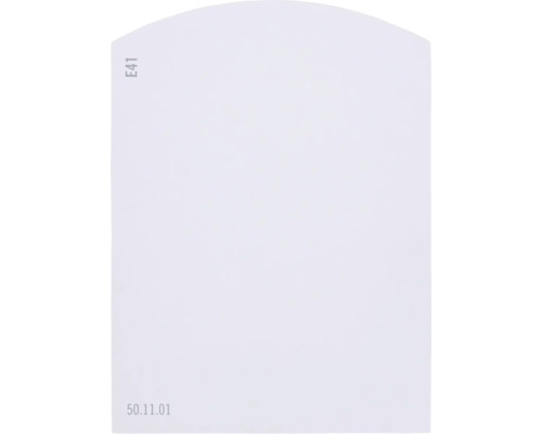 Carte échantillon de peinture E41 Off-White univers des couleurs violet 9,5x7 cm Étiquette blanche arrondie avec les numéros E41 et 50.11.01