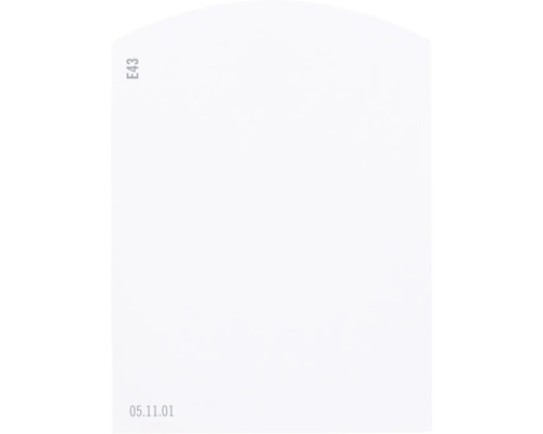 Carte échantillon de peinture E43 Off-White univers des couleurs violet 9,5x7 cm Feuille de papier vierge avec la désignation E43 et la date 05.11.01.
