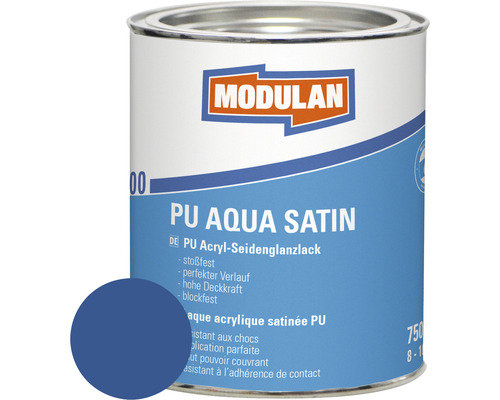 Laque MODULAN 6200 PU Aqua satin RAL 5010 bleu gentiane 750 ml Boîte de laque Modulan PU Aqua Satin