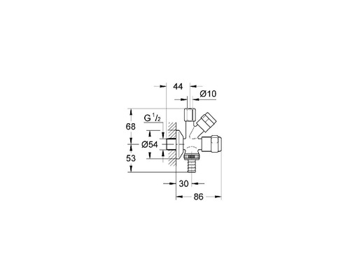 Soupape d'angle combinée Grohe 1/2" chromé 41073000