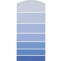 Échantillon de couleurs avec différentes nuances de bleu pour la décoration murale