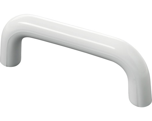 Poignée de meuble en plastique blanc Ø 10 mm, distance entre les trous 64 mm, Lxh 73/28 mm