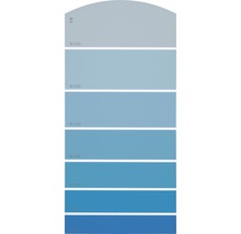 Nuancier présentant différentes nuances de bleu