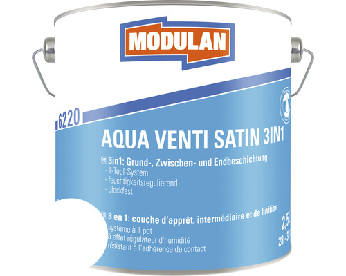 MODULAN 6220 Aqua Venti Lack Satin 3in1 weiß 2,5 L