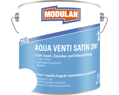 MODULAN 6220 Aqua Venti Lack Satin 3in1 weiß 2,5 L Modulan Aqua Venti Satin 3in1 Farbeimer