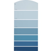 Nuancier présentant différentes nuances de bleu