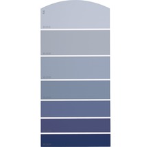 Nuancier présentant différentes nuances de bleu pour la décoration murale.