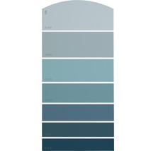 Nuancier de couleurs avec différentes nuances de bleu pour peintures murales