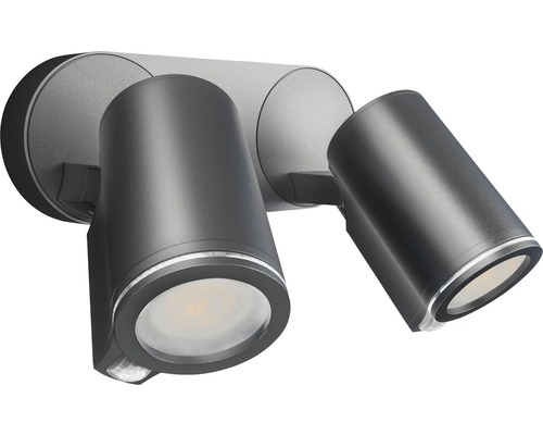 Spot à capteur LED Steinel IP44 2x7 W 1040 lm 3000 K blanc chaud Spot Duo anthracite l 247 mm