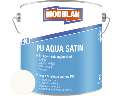 Laque MODULAN 6200 PU Aqua satin RAL 9010 blanc pur 2,5 l