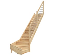 Holztreppe mit Edelstahlgeländer