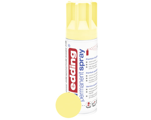 Peinture en bombe aérosol edding® Permanent Spray jaune pastel mat 200 ml