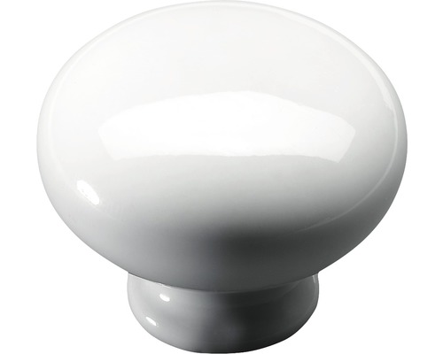 Bouton de meuble porcelaine blanc Øxh 30/25,5 mm