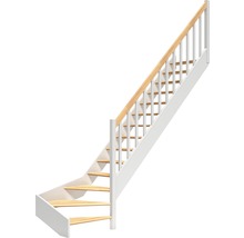 Treppe mit weißem Gestell und Holzstufen