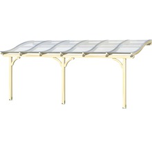 Carport mit durchsichtigem Dach und Holzrahmen