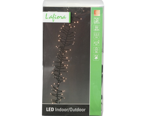 Guirlande lumineuse LED Lafiora pour l''intérieur et l''extérieur, avec 200 LED, câble d''alimentation de 8 mètres, longueur éclairée de 5 mètres, minuterie de 6 heures et indice de protection IP44