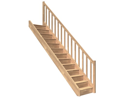 Escalier bois en kit de 5 marches, avec contremarches