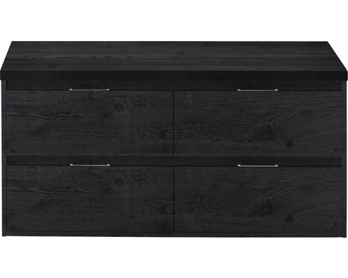 Meuble sous vasque Sanox Porto couleur de façade black oak 120 cm avec plan de toilette 84722549