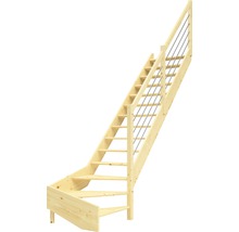 Escalier à limon latéral escalier de meunier Pertura Elenie épicéa massif sans contremarches 1/4-tournant en bas à droite 16 marches / 17 pas de marche-thumb-0