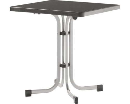 Gartentisch Sieger 231/A 70 x 70 cm graphit Gestell aus Stahl in graphit, Gartentischplatte aus Mecalit®-Pro in anthrazit Quadratischer Klapptisch mit Metallgestell