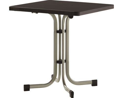 Gartentisch Sieger 231/CM 70 x 70 cm champagner Gestell aus Stahl in champagner, Gartentischplatte aus Mecalit®-Pro in mocca Quadratischer Klapptisch mit Metallgestell