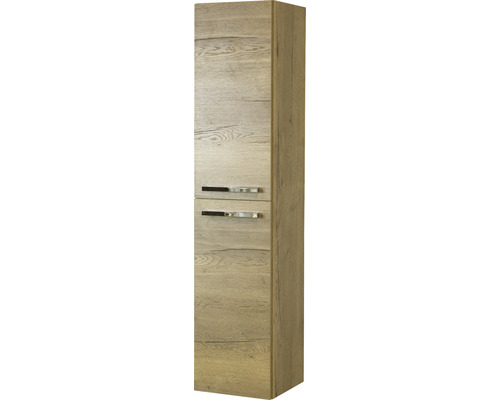 Armoire haute de salle de bains avec deux portes et poignées