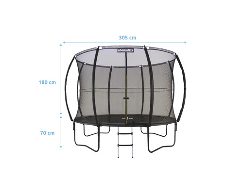 Trampoline de jardin autoportant avec filet de sécurité et échelle, diamètre 305 cm