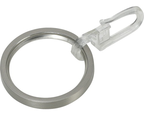 Gardinenring flach mit Haken und Gleiteinlage für Rivoli edelstahl-optik Ø 20 mm 10 Stk. Gardinenring mit Clip zur Befestigung von Vorhängen