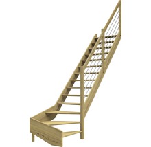 Escalier en bois avec rampe et câbles en acier inoxydable