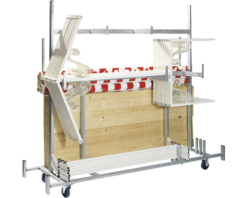 Chariot à roulettes pour le stockage et le transport de stores