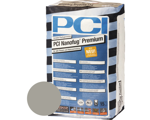 Mortier de jointoiement Flex variable PCI Nanofug® Premium pour tous les carrelages et toutes les pierres naturelles gris sable 15 kg Mortier de joint flexible PCI Nanofug Premium pour carrelages et pierres naturelles