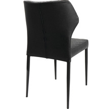 Chaise rembourrée noire avec pieds en métal vue de derrière