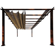 Pergola en aluminium, pavillon Florenz 11x16 avec voile d’ombrage réglable 350 x 505 cm Cocoa marron foncé-thumb-3