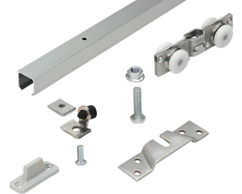 Set complet pour porte coulissante TopLine 8 pour une porte coulissante, 2000 mm, argent anodisé