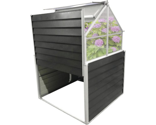 Hochbeet Gewächshaus mit Blumen