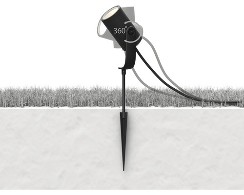 Erdspießstrahler mit 360 Grad Drehung zur Gartenbeleuchtung