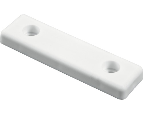 Patin pour meuble en plastique à visser 50x14x5 mm, blanc Entretoise en plastique avec deux trous de forage