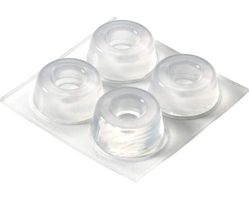 Tampon universel Ø 22x10 mm transparent, lot de 100 Quatre butées de porte transparentes en plastique