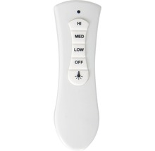 Télécommande pour ventilateur de plafond avec les réglages Haut, Moyen, Bas, Arrêt et Lumière