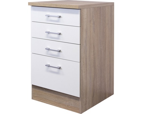 Flex Well Auszugunterschrank Samoa BxTxH 50 x 60 x 85 cm weiß matt zerlegt 00007534 Nachtkonsole mit vier Schubladen