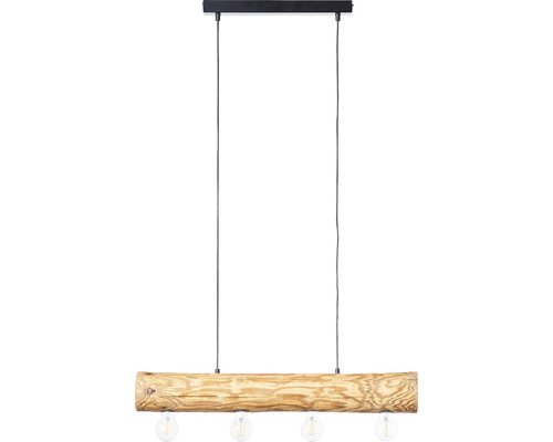 Pendelleuchte aus Holz mit vier Lichtquellen