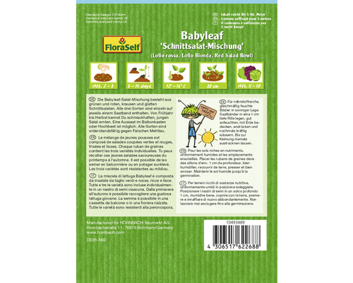 Sachet de graines de jeunes pousses, mélange de salades coupées, variétés Lollo Rossa, Lollo Bionda et Red Salad Bowl